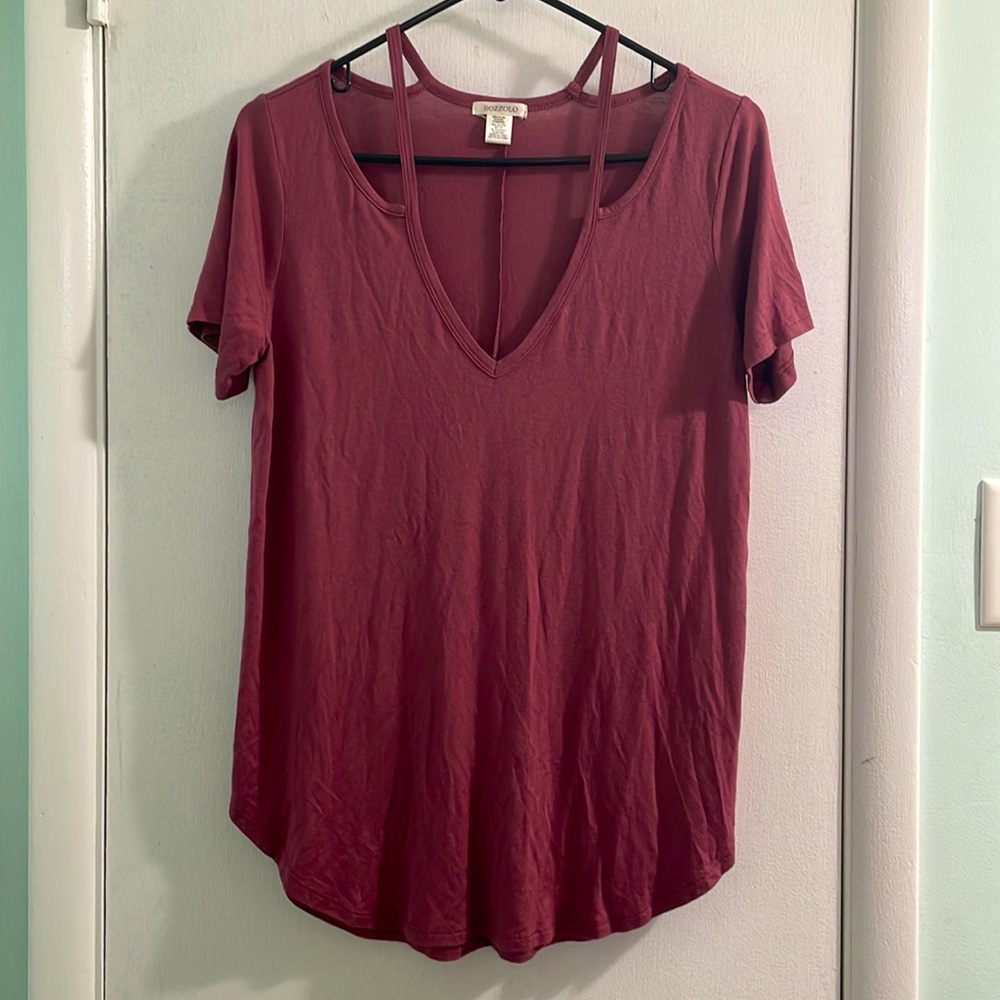 Bozzolo Deep V-Neck Short Sleeve- Size Medium